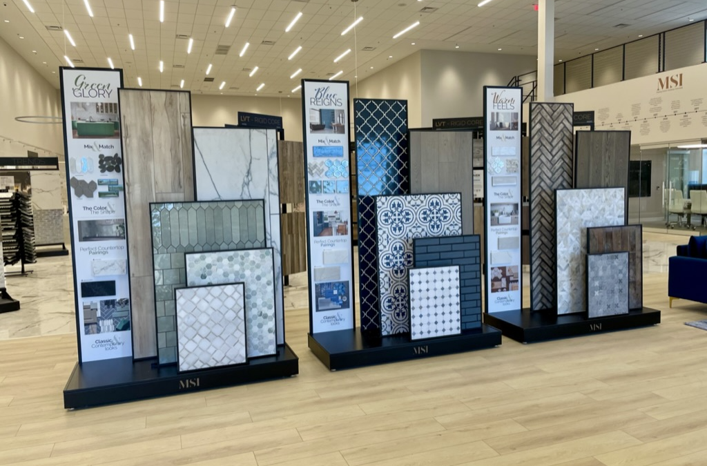 MSI grouted tile sample boards.